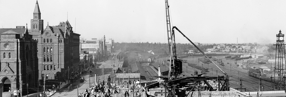 Black and white cityscape