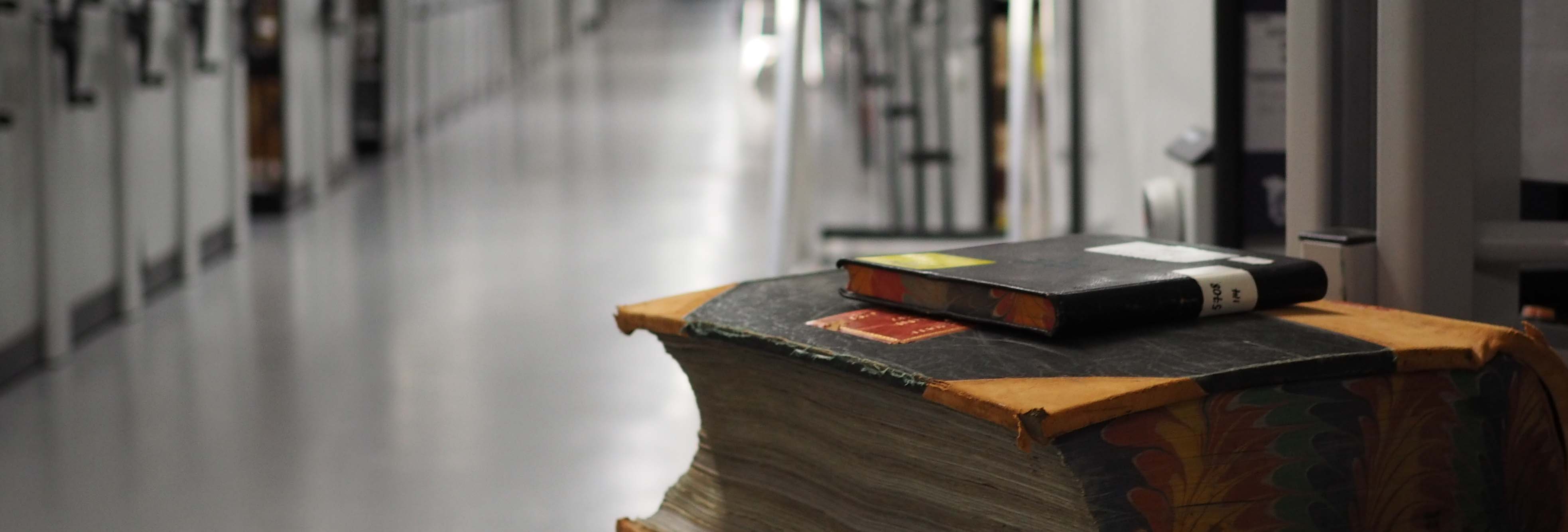 Items on display inside the PROV repository Archival collection materials