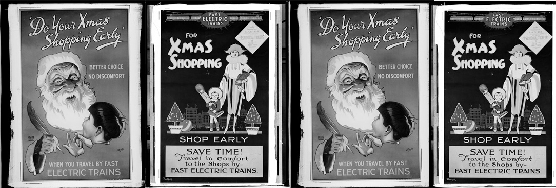 Christmas closures montage of black and white christmas posters