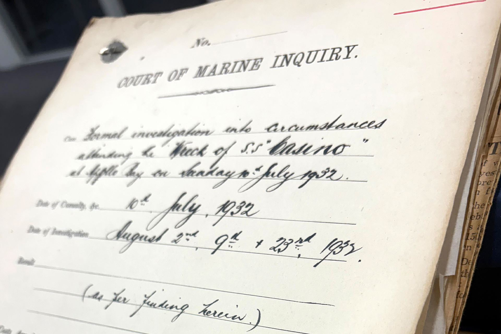 a court of marine inquiry case file