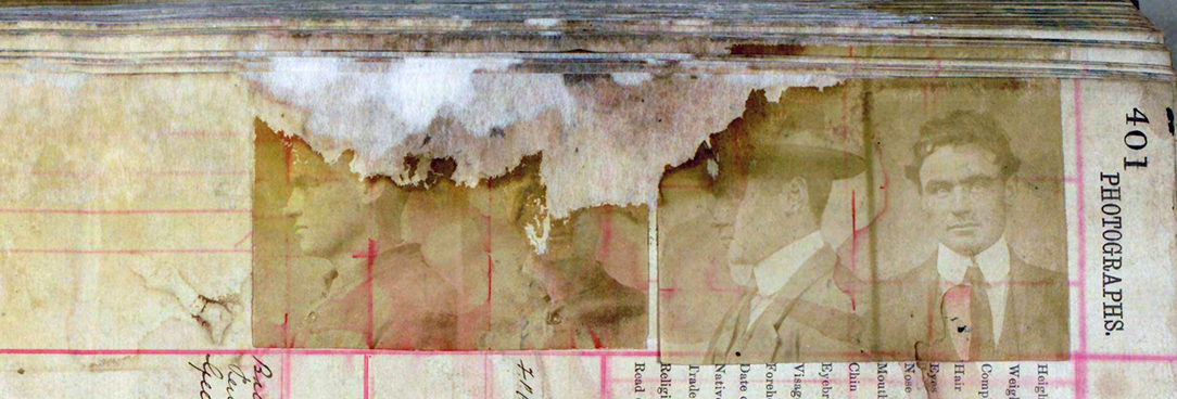 James Rouhan Close up photograph of an old criminal file