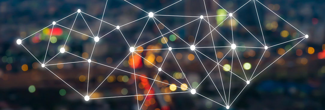 Stock Image nodes over city