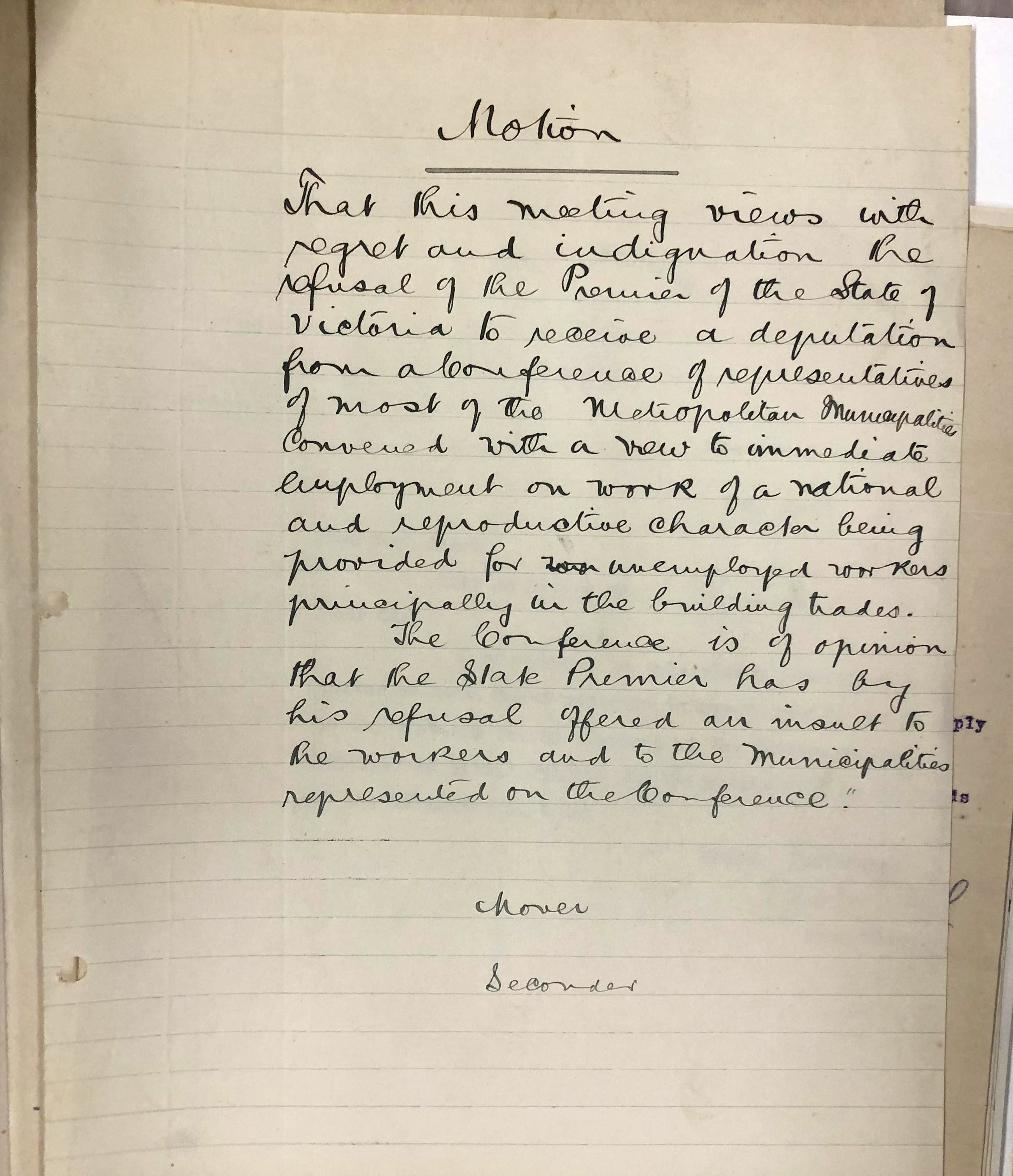 a hand written motion