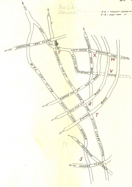 Overlapping water races near the head of Silver Creek, Beechworth