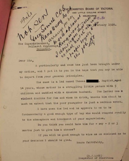 PROV, VPRS 4523/P1, Unit 52, File 490, 4 February 1928. [Surname obscured to protect privacy – Editor]