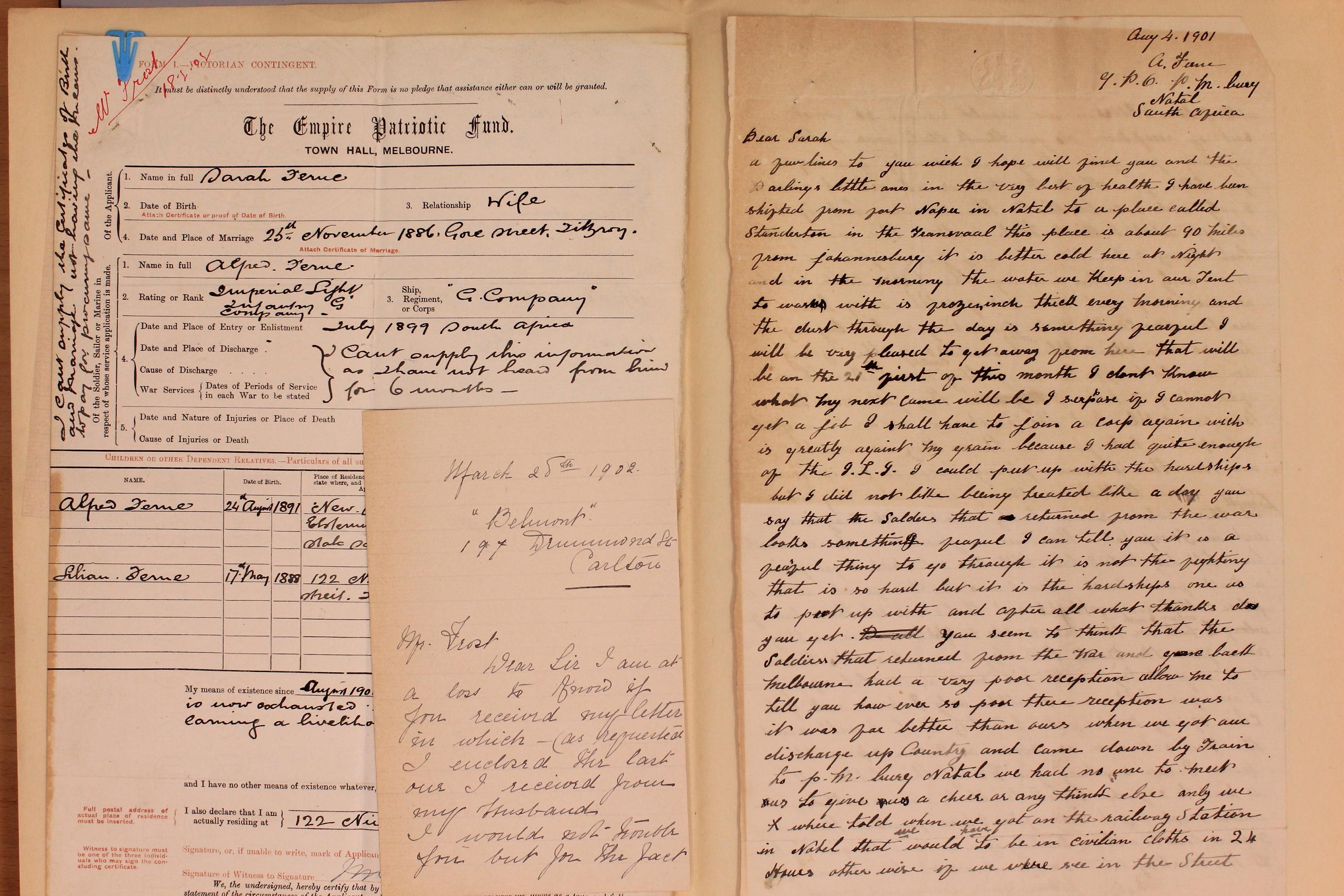 The empire of patriotic fund letter