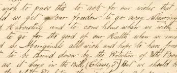 A colour image of the front page from the Coranderrk Petition 27 September 1886