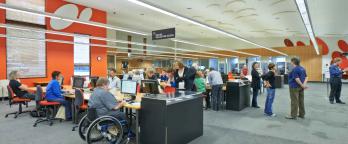 People using the reading room at PROV