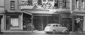 Black and white photo of a crime scene