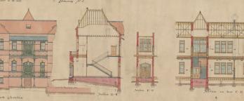 Colour drawing of building plans