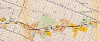 Map with drawing of proposed freeway