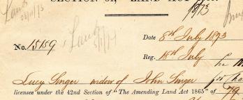 An image of Lucy's application to purchase the Lynchfield allotment