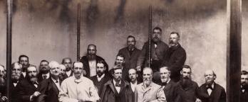 Sepia photograph of the official party from the visit of Lord Hopetoun