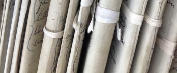 old papers wrapped up