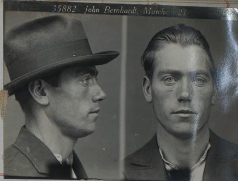 black and white photo of front and side of John's face