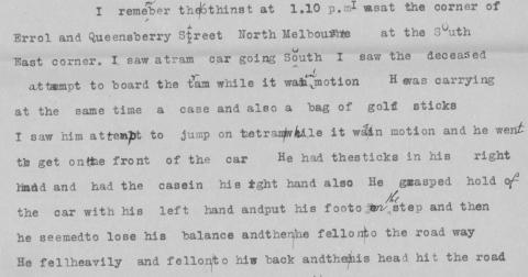 description falling from a moving tram