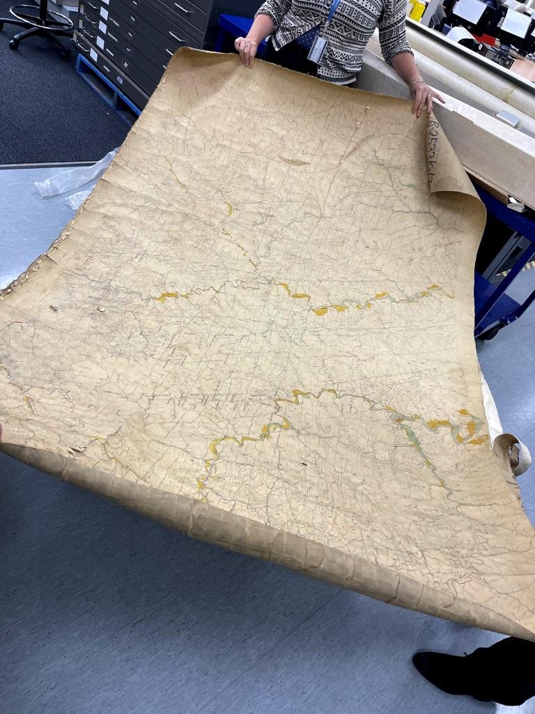 The PROV team working together on a very large map!