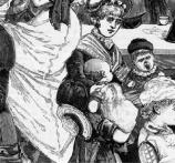 black and white sketch of people